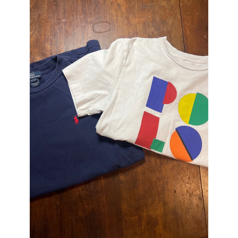 Polo Ralph Lauren T-Shirt Lot Kids XL L Navy White Good Graphic Pony Tee